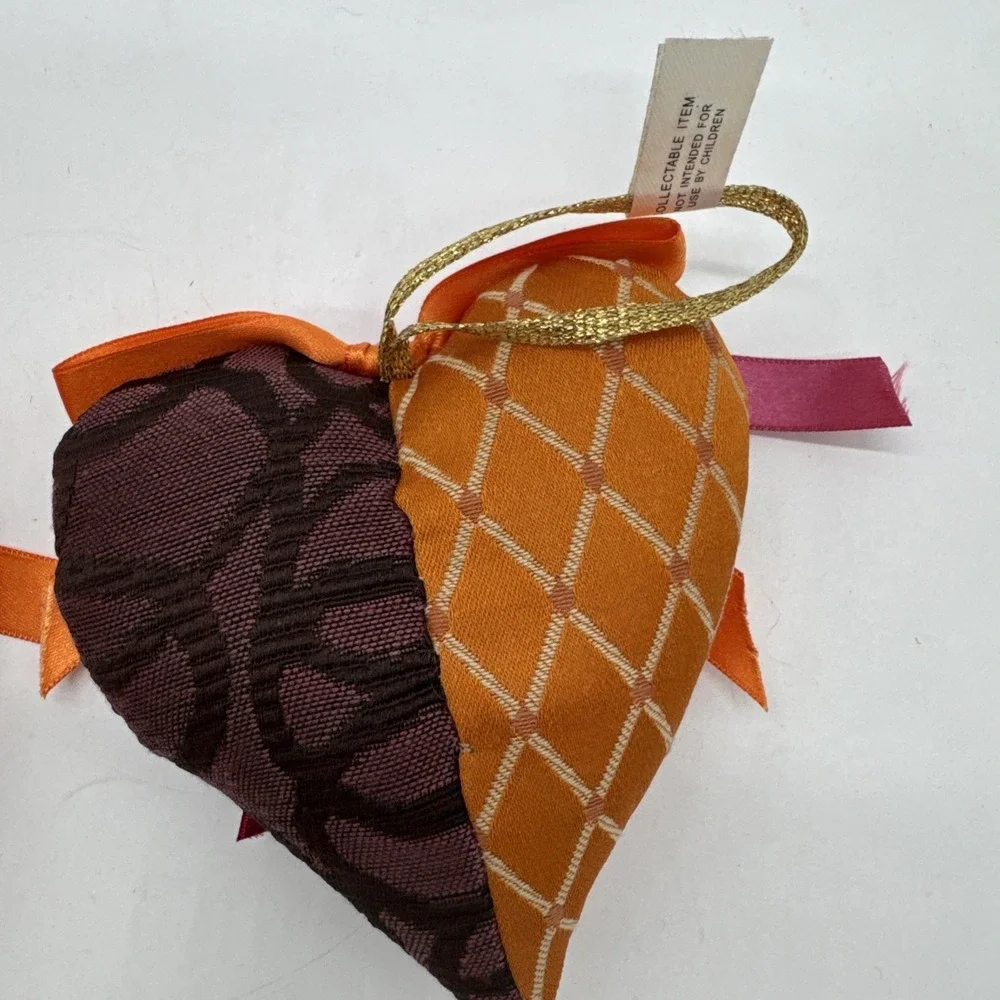 Hand Made In Italy Plush Heart Ornaments Color Block‎ 5